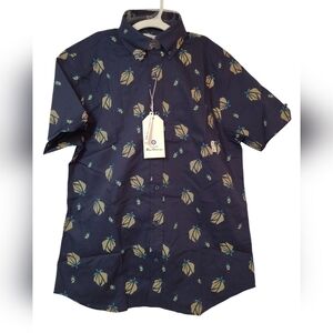 Ben Sherman Classic Fit Men's Short Sleeve Shirt Maritime Floral Blue Size Small